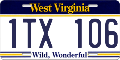 WV license plate 1TX106