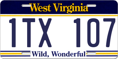 WV license plate 1TX107