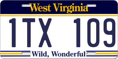 WV license plate 1TX109