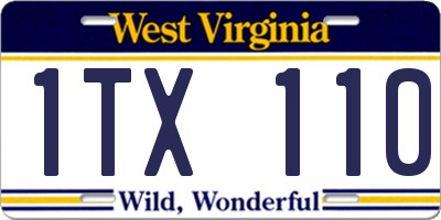 WV license plate 1TX110