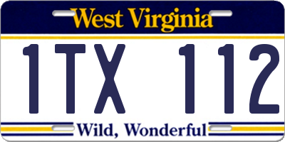 WV license plate 1TX112