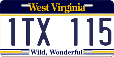 WV license plate 1TX115