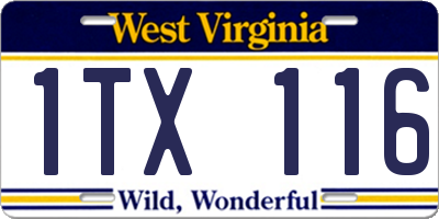 WV license plate 1TX116
