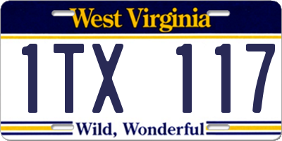 WV license plate 1TX117