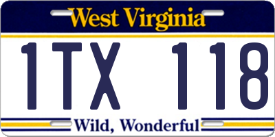 WV license plate 1TX118