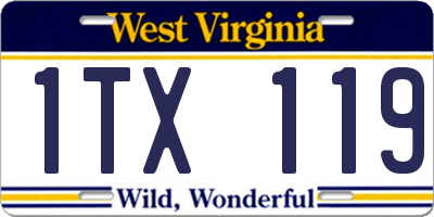 WV license plate 1TX119