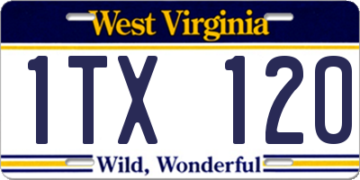 WV license plate 1TX120