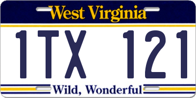 WV license plate 1TX121