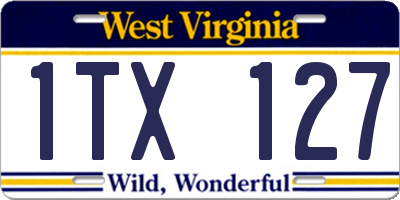WV license plate 1TX127