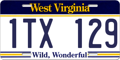 WV license plate 1TX129