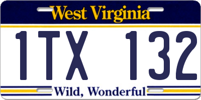 WV license plate 1TX132