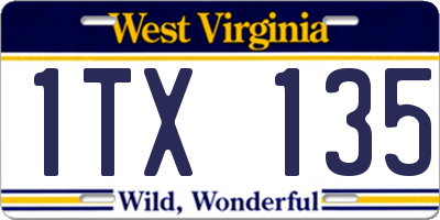 WV license plate 1TX135