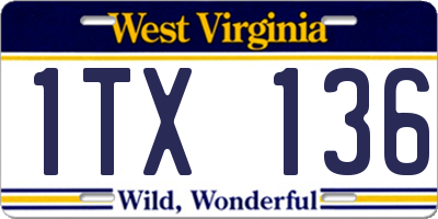 WV license plate 1TX136