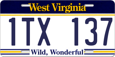 WV license plate 1TX137