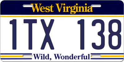 WV license plate 1TX138