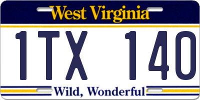 WV license plate 1TX140