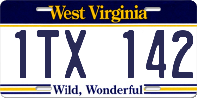 WV license plate 1TX142