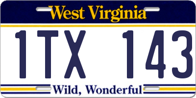 WV license plate 1TX143