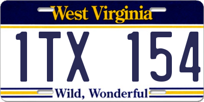 WV license plate 1TX154