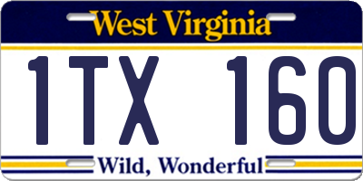 WV license plate 1TX160