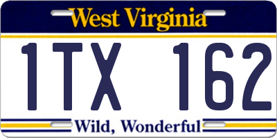 WV license plate 1TX162