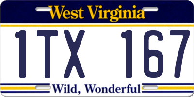 WV license plate 1TX167