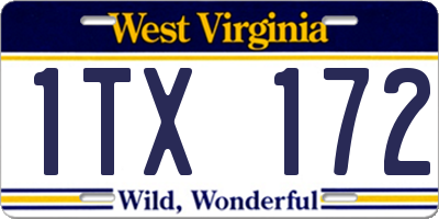 WV license plate 1TX172