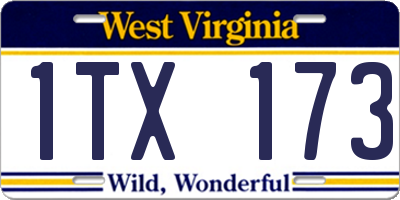 WV license plate 1TX173