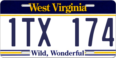 WV license plate 1TX174