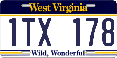 WV license plate 1TX178