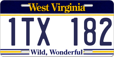 WV license plate 1TX182
