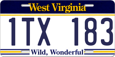 WV license plate 1TX183