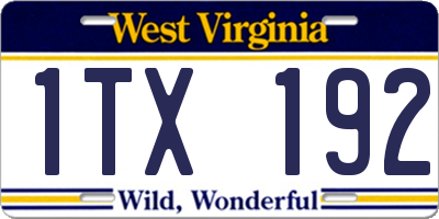 WV license plate 1TX192
