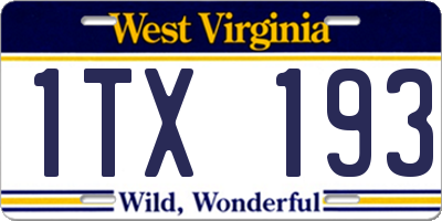 WV license plate 1TX193