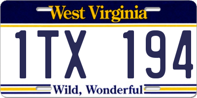 WV license plate 1TX194