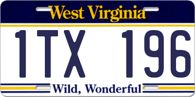 WV license plate 1TX196
