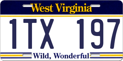 WV license plate 1TX197