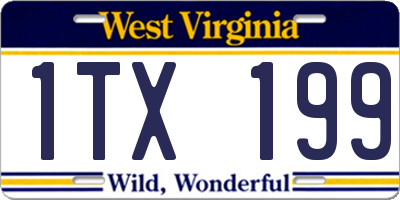 WV license plate 1TX199