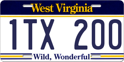WV license plate 1TX200
