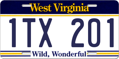 WV license plate 1TX201