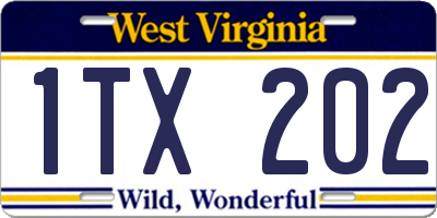 WV license plate 1TX202