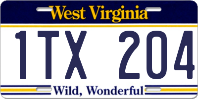 WV license plate 1TX204