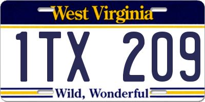 WV license plate 1TX209