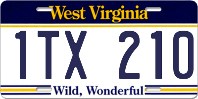WV license plate 1TX210
