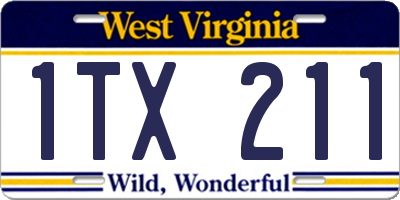 WV license plate 1TX211