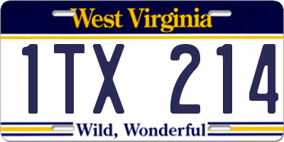WV license plate 1TX214