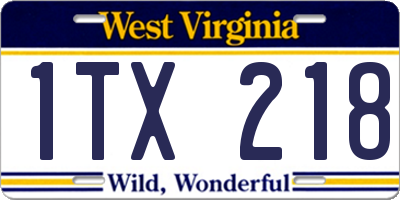 WV license plate 1TX218