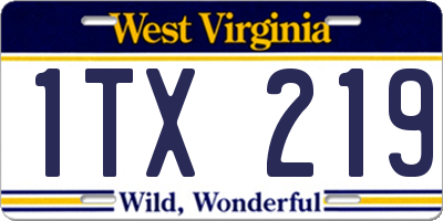 WV license plate 1TX219