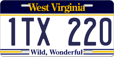 WV license plate 1TX220
