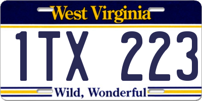 WV license plate 1TX223